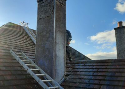 Chimney repair with ladder access