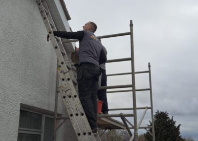 Roofline and guttering work from a ladder