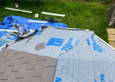 Breathable membrane laid during a re-roof