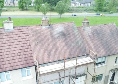 Roof with heavy moss growth before cleaning