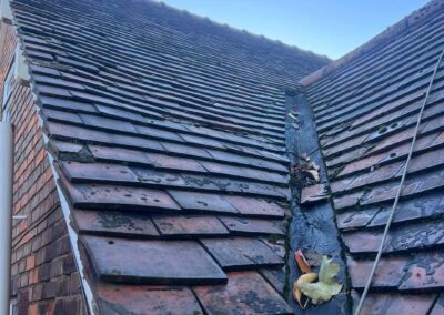 Valley on a tiled roof after repair