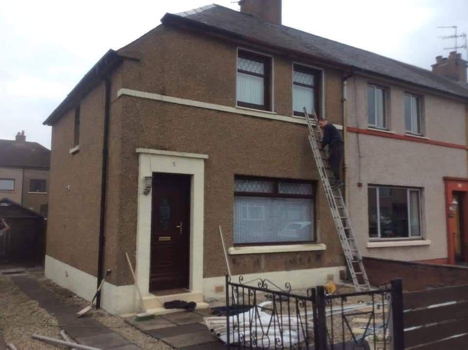 Newly roughcast house front
