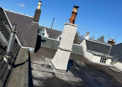 Chimney and lead work on a slate roof
