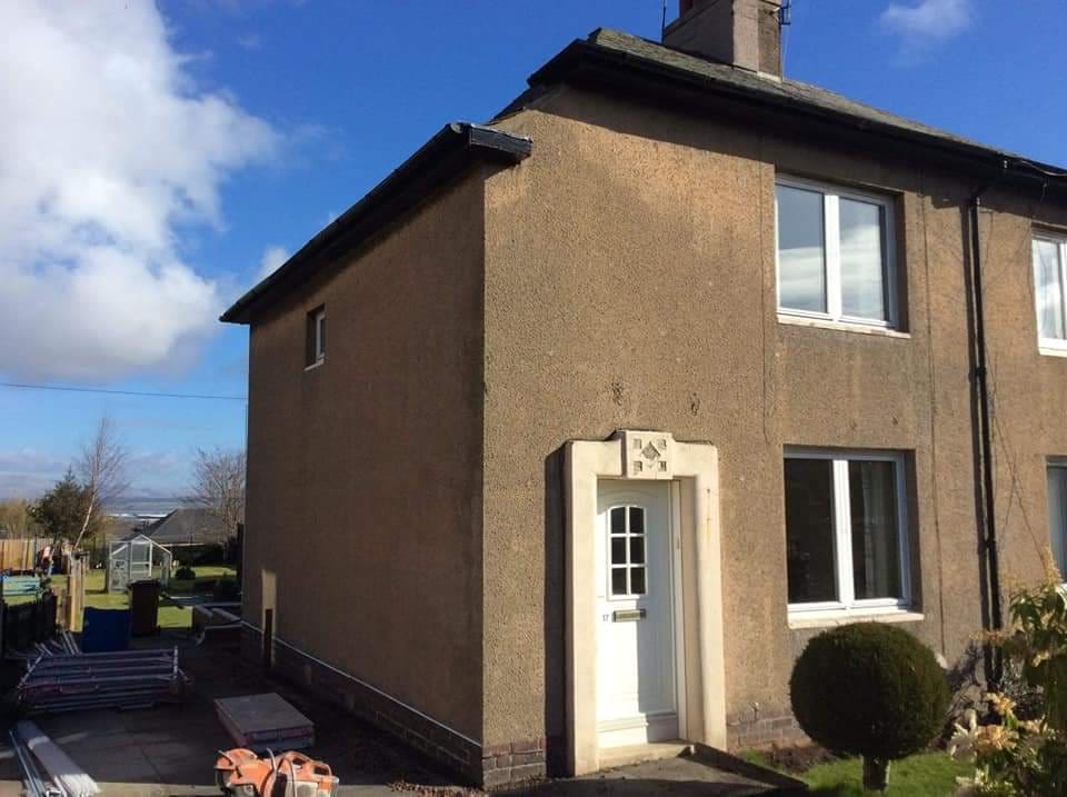 Roughcast finish on a traditional house
