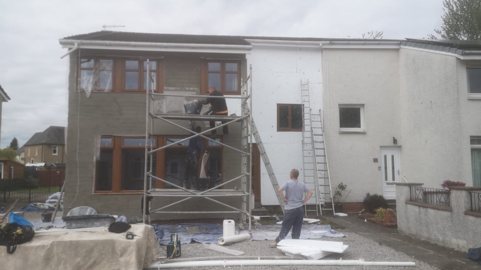 Scaffold up for roughcasting